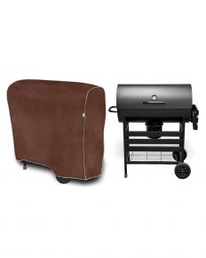 Beschermhoes voor tuinbarbecue M, cilindervormig, bruin (90 x 90-100 x 50 cm)