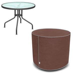 Hoes voor ronde tuintafel M, bruin (70 x 90 cm)