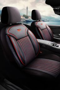 Autostoelhoezen PRAG zwart-rood voor VOLVO XC70 - stijlvolle en duurzame autohoezen, eenvoudige installatie