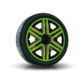 Wieldoppen ALFA ROMEO 15", ACTION DOUBLECOLOR GROEN-ZWART 4 stuks