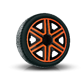 Wieldoppen TOYOTA 14", ACTION DOUBLECOLOR ORANJE-ZWART 4 stuks