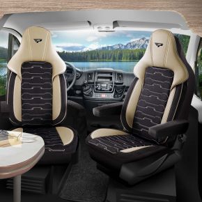 Beirut autostoelhoezen zwart-beige | 2 voorstoelen