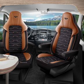 Beirut autostoelhoezen zwart-bruin | 2 voorstoelen