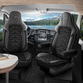 Beirut autostoelhoezen zwart-grijs | 2 voorstoelen