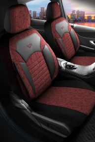 Stoelhoezen set Benelux rood-zwart | Kunstleer + Stof | OPEL VECTRA