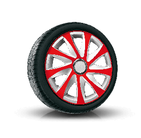 Wieldoppen voor FORD 14", DRIFT EXTRA rood-zilver 4 stuks