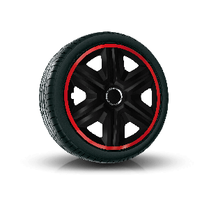 Wieldoppen FORD 14", FAST LUX Rood-Zwart 4 stuks