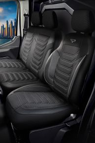 Op maat stoelhoezen Florida zwart-grijs | Stof + Kunstleer | Toyota Proace 2 (2016–2025)