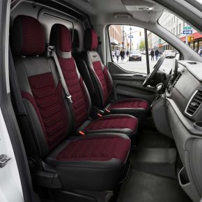 Op maat stoelhoezen Florida bordeaux-zwart | Stof + Kunstleer | RENAULT MASTER 3 (2010–2024)