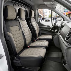 Op maat stoelhoezen Florida beige-zwart | Stof + Kunstleer | NISSAN NV300 (2016-2021)