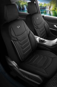 Set stoffen autostoelhoezen Manavgat zwart-grijs met moderne stiksels, compatibel met ALFA ROMEO 33