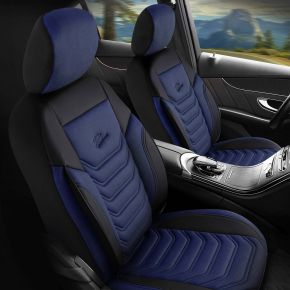 Voorstoelhoezen set Peru blauw-zwart | Eco-leer + Piqué | SMART FORFOUR