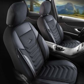 Voorstoelhoezen set Peru grijs-zwart | Eco-leer + Piqué | SMART FORFOUR