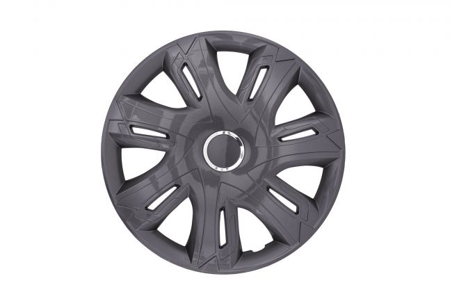 NRM Perfecto Graphite wieldoppen 15 inch voor stalen velgen | 15 wieldoppen set van 4