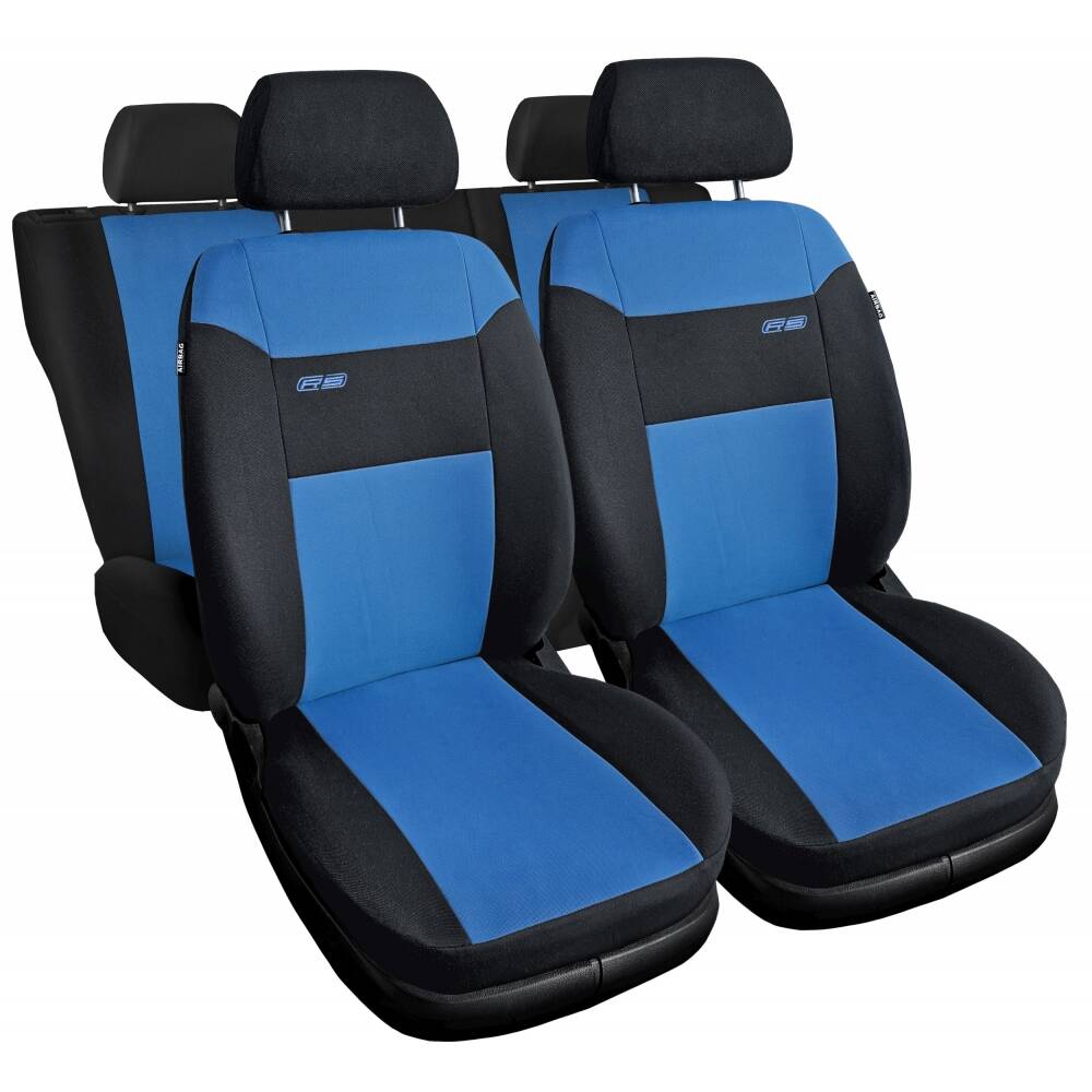 Universele RS autostoelhoezen blauw-zwarte voor voor- en achterstoelen