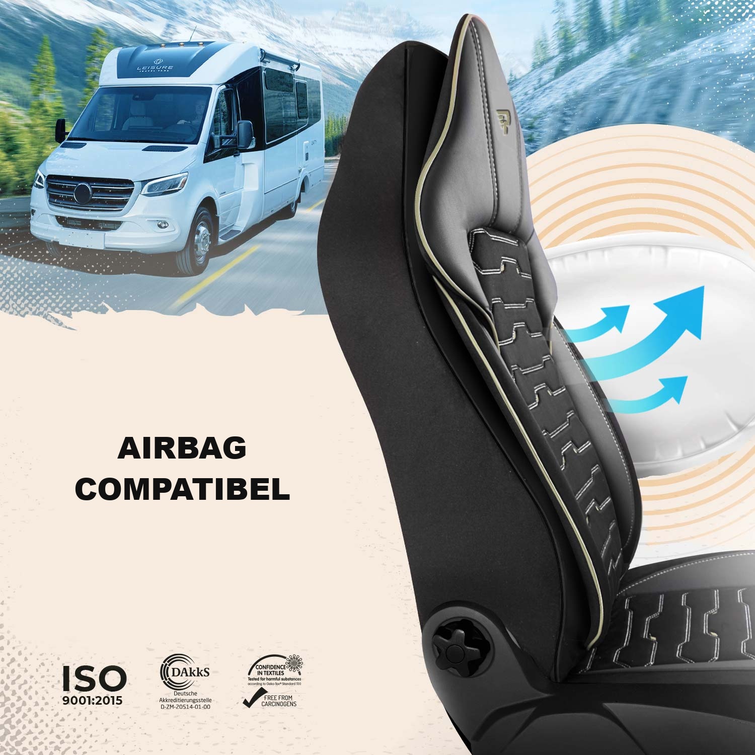 Beirut autostoelhoezen compatibel met stoelen met zij-airbags