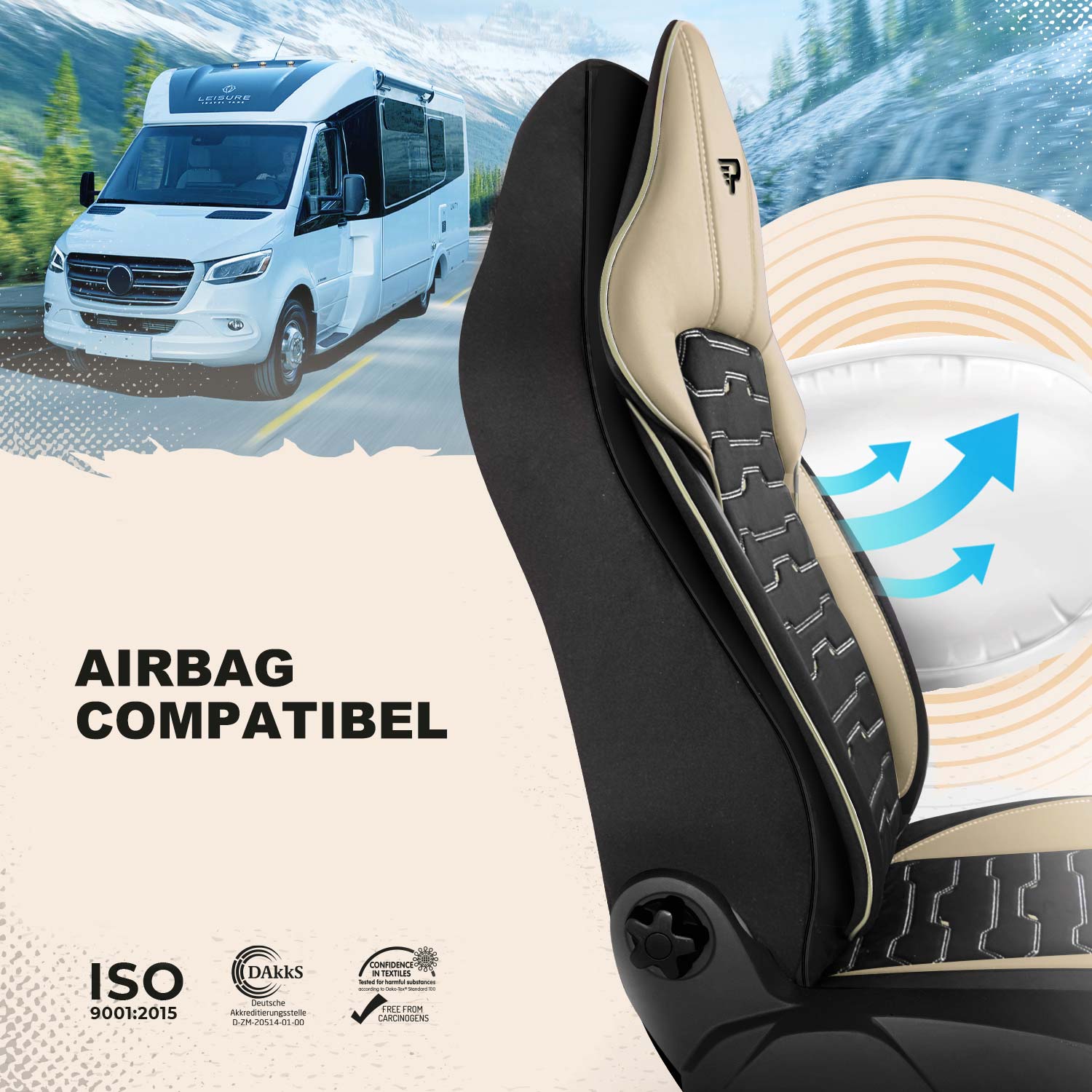 Beirut autostoelhoezen compatibel met stoelen met zij-airbags
