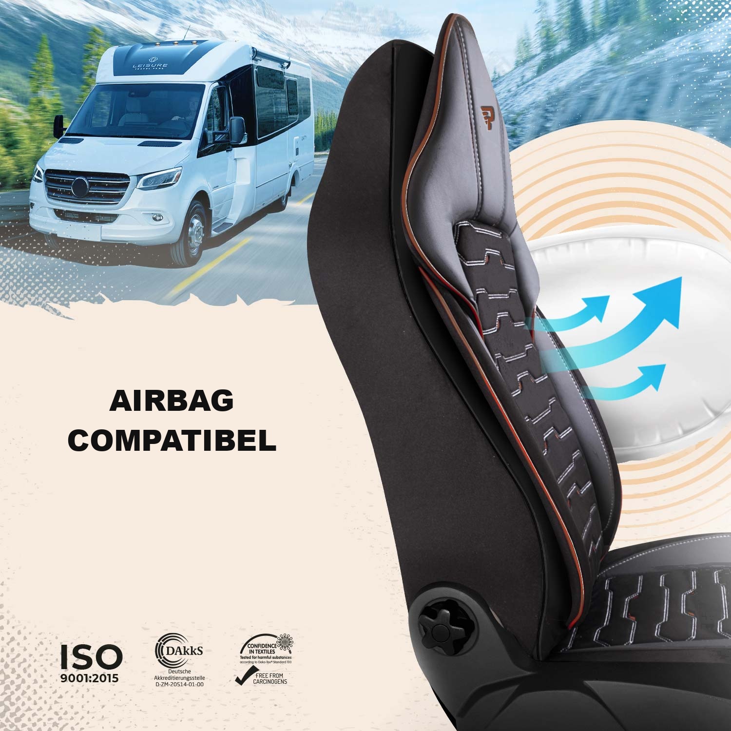 Beirut autostoelhoezen compatibel met stoelen met zij-airbags