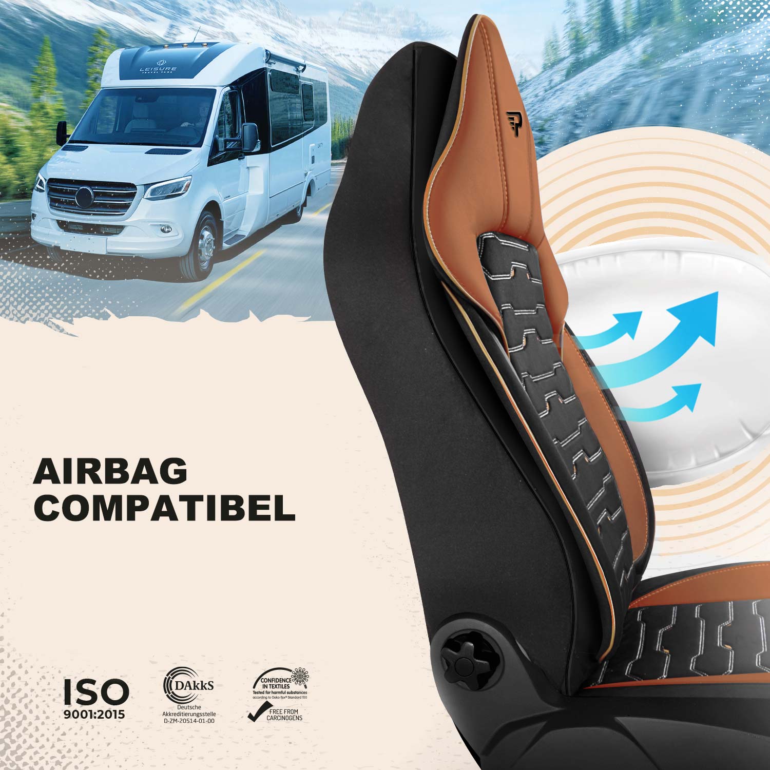 Beirut autostoelhoezen compatibel met stoelen met zij-airbags