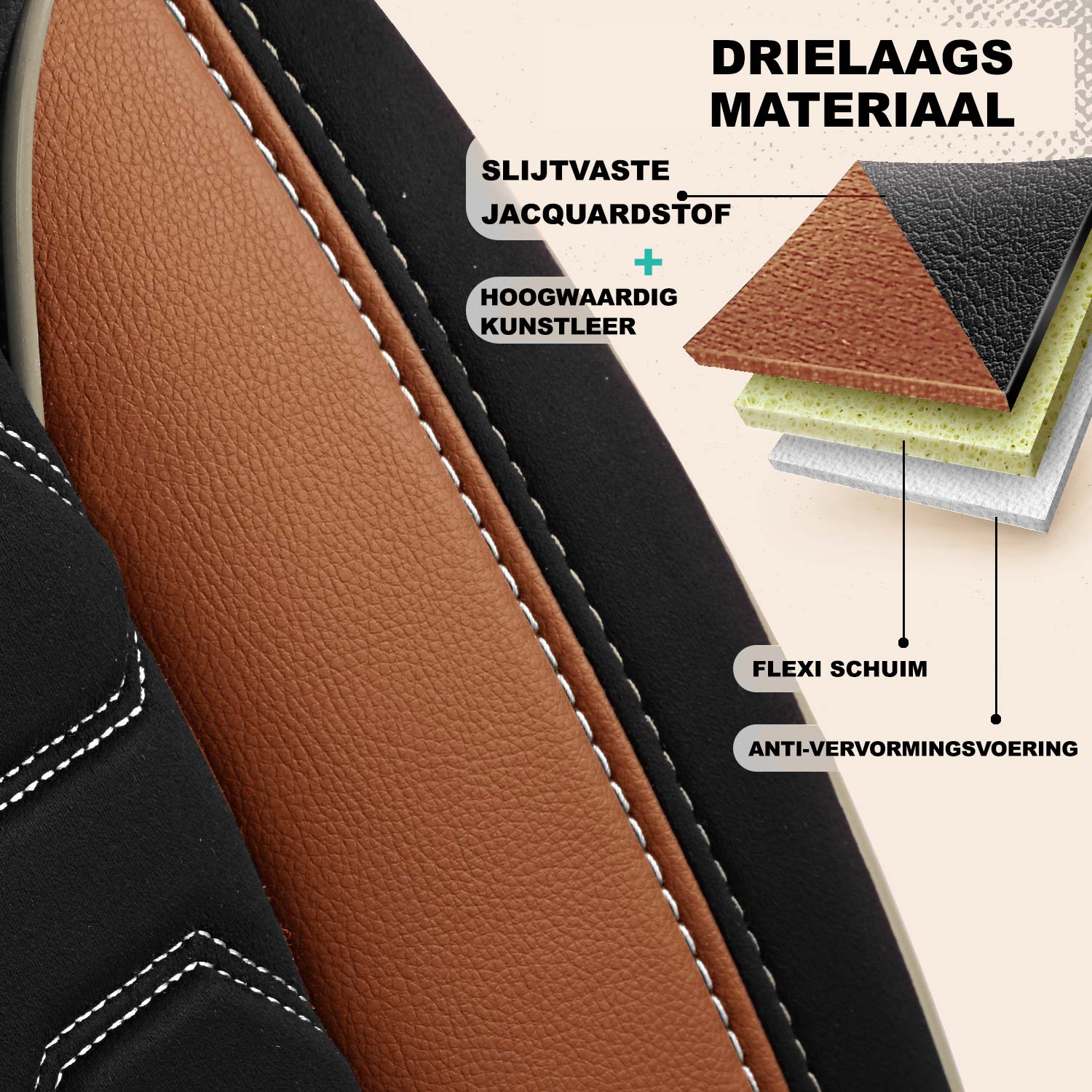 Drielaags materiaal van de Beirut autostoelhoezen