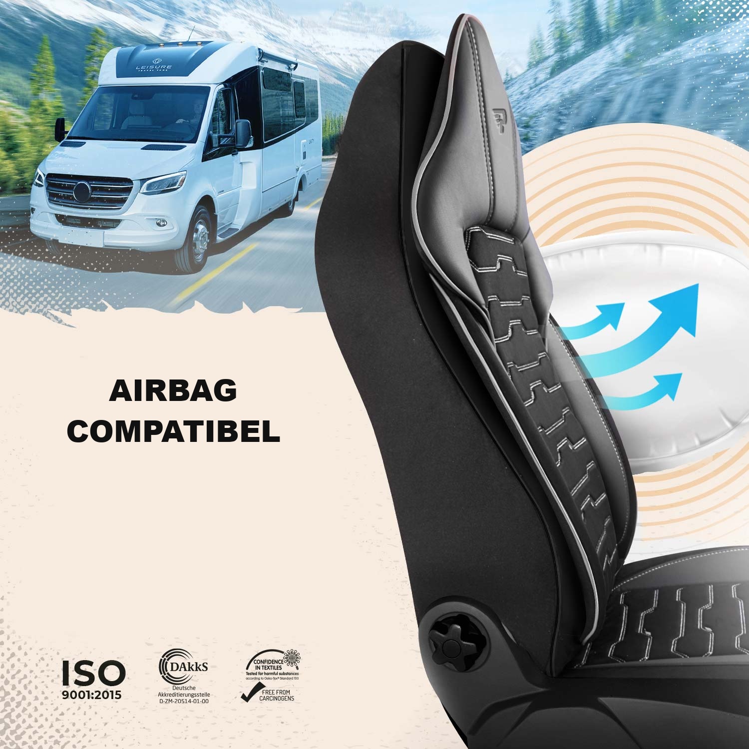 Beirut autostoelhoezen compatibel met stoelen met zij-airbags