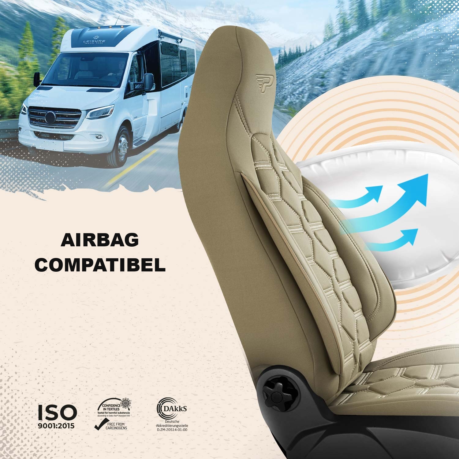 Boston autostoelhoezen compatibel met stoelen met zij-airbags