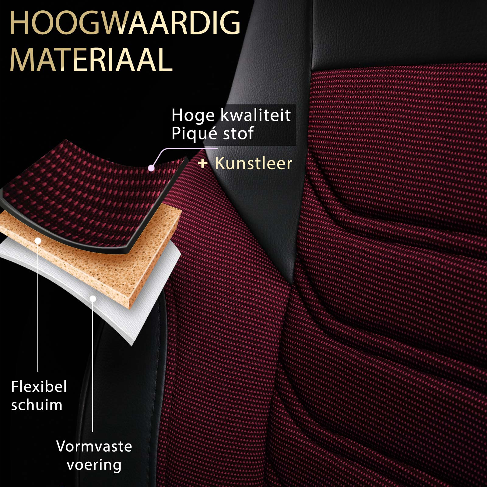 Materiaaldetail van FLORIDA VAN hoezen – piqué stof en kunstleer