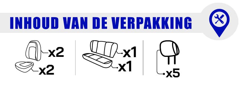 Inhoud van de BRUSEL autostoelhoezen verpakking